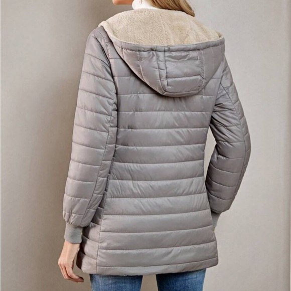 Luxe quilted teddy lined hooded jacket - Picture 13 of 16
